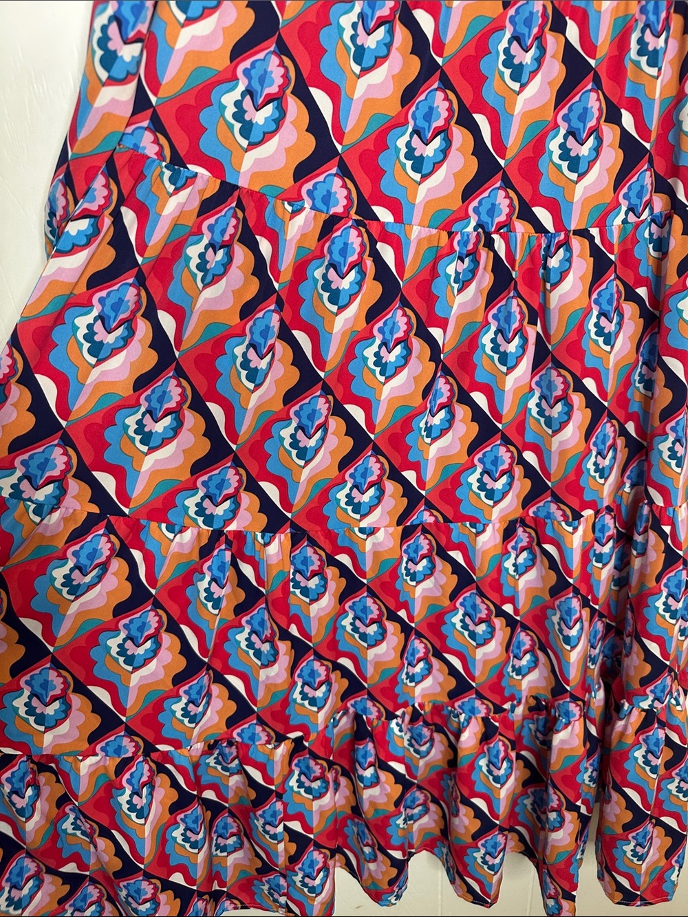 Source Unknown Pink and Blue Geometric Tiered Maxi Dress - Picture 6 of 10